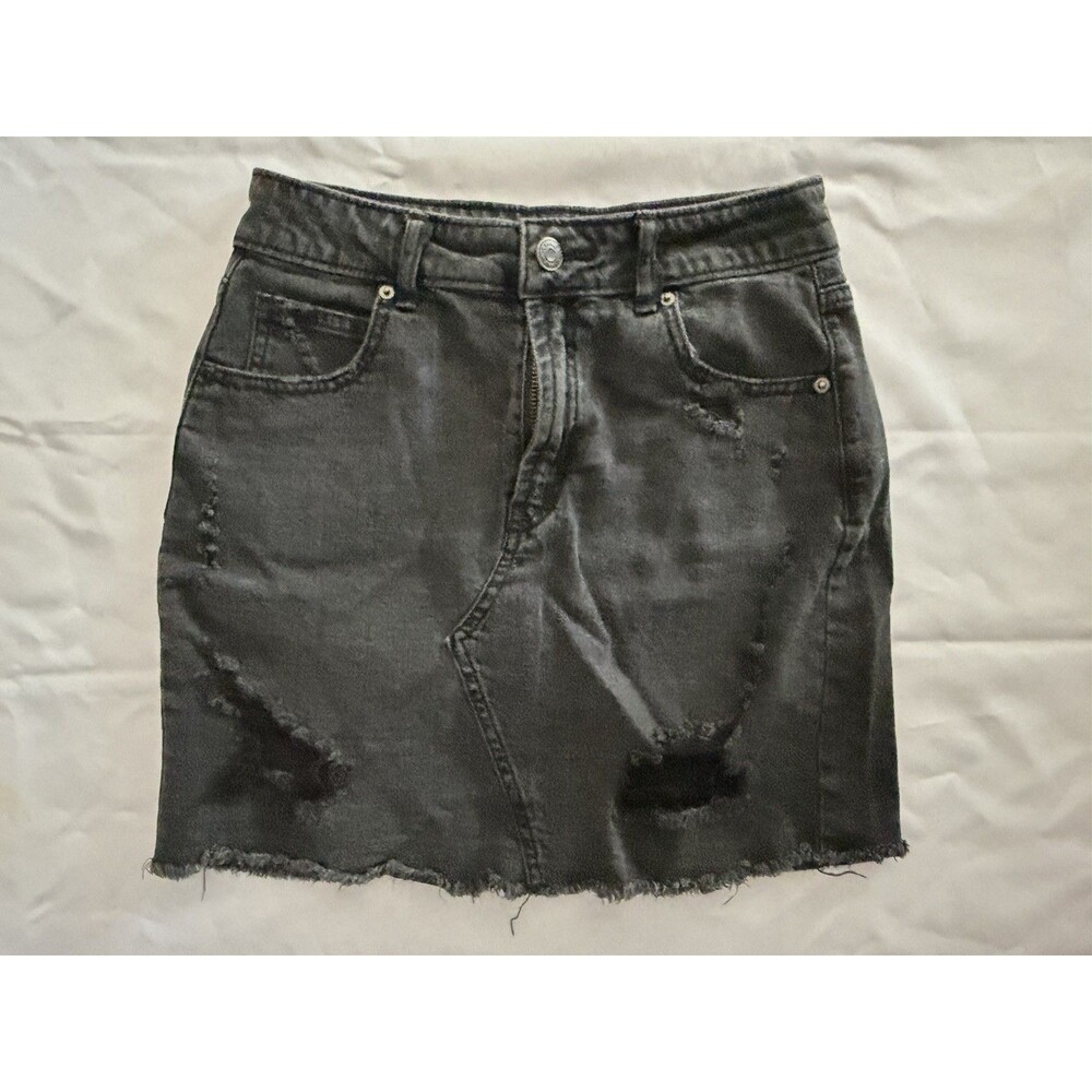 Target Wild Fable Women’s Black Raw Hem Denim Mini-Skirt, Women's size 2